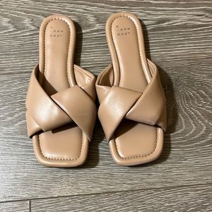Tan slide sandals
